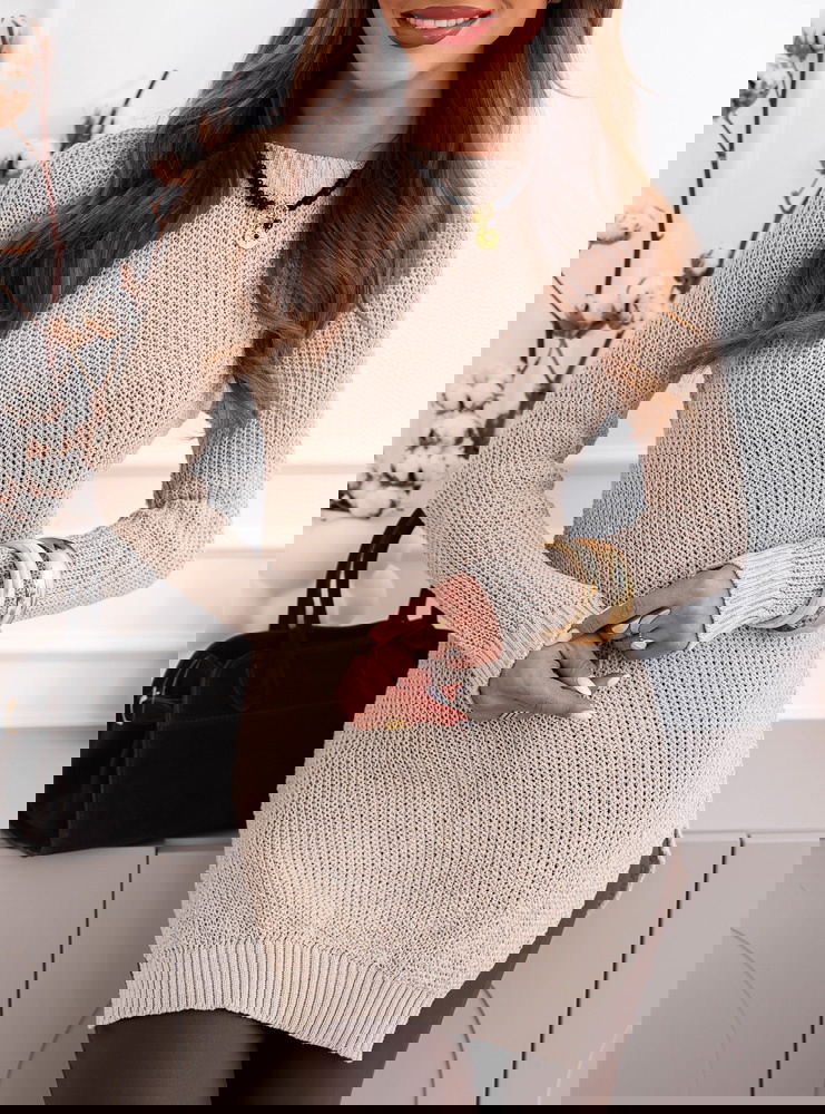 Beżowy sweter z rozcięciami Kolleen