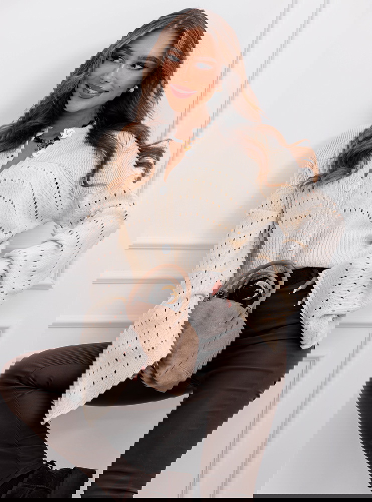 Sweter zapinany na guziki Jhovana - ecru