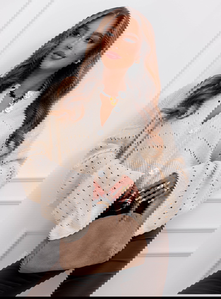 Sweter zapinany na guziki Jhovana - ecru