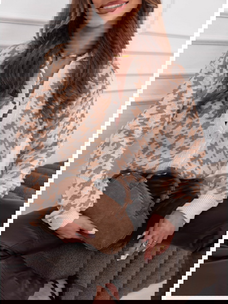 Beżowy sweter w pepitkę... 2