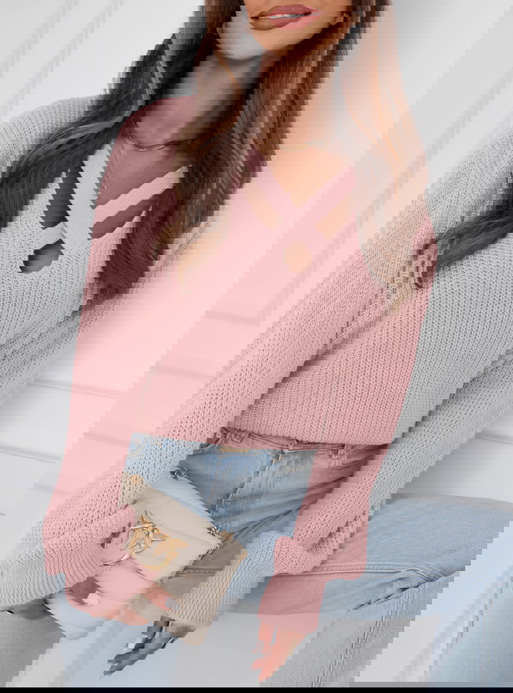 Sweter oversize Raeleen - brudny róż