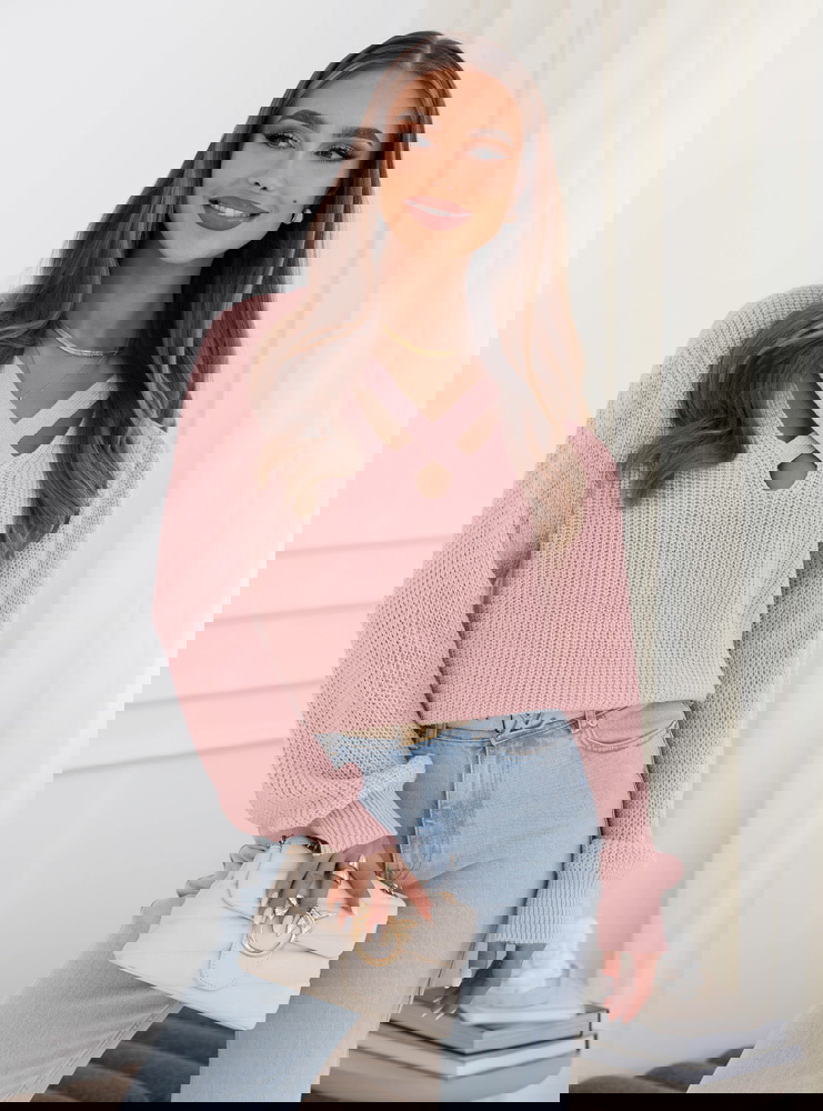 Sweter oversize Raeleen - brudny róż