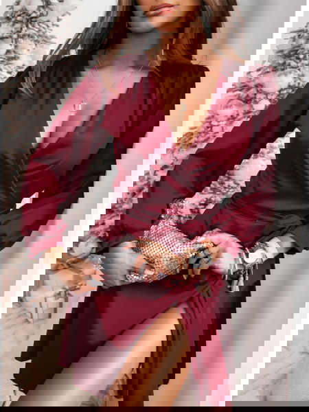 Bordowa satynowa sukienka... 2