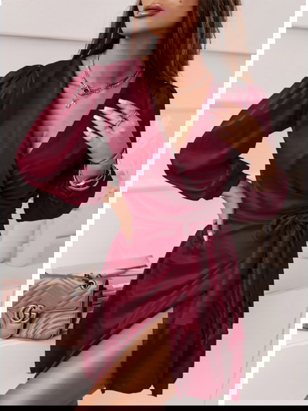 Bordowa satynowa sukienka... 2