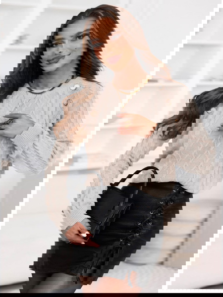 Beżowy sweter z ozdobnymi... 2