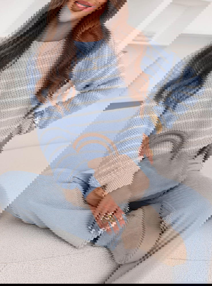 Błękitny sweter w paski Catheryn