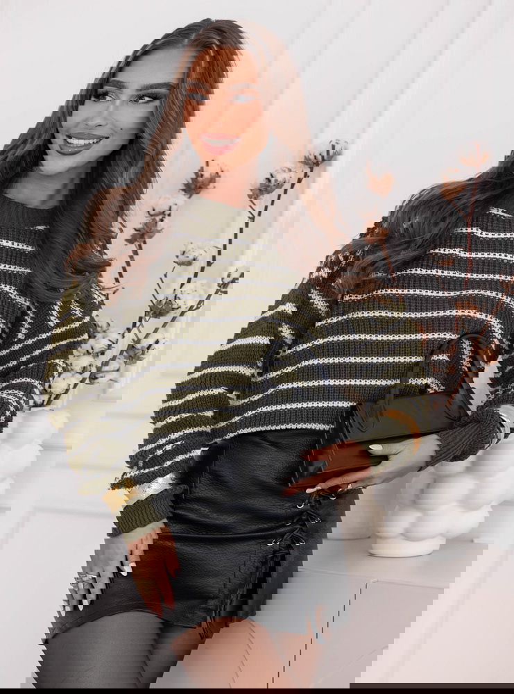 Sweter w paski Catheryn - khaki