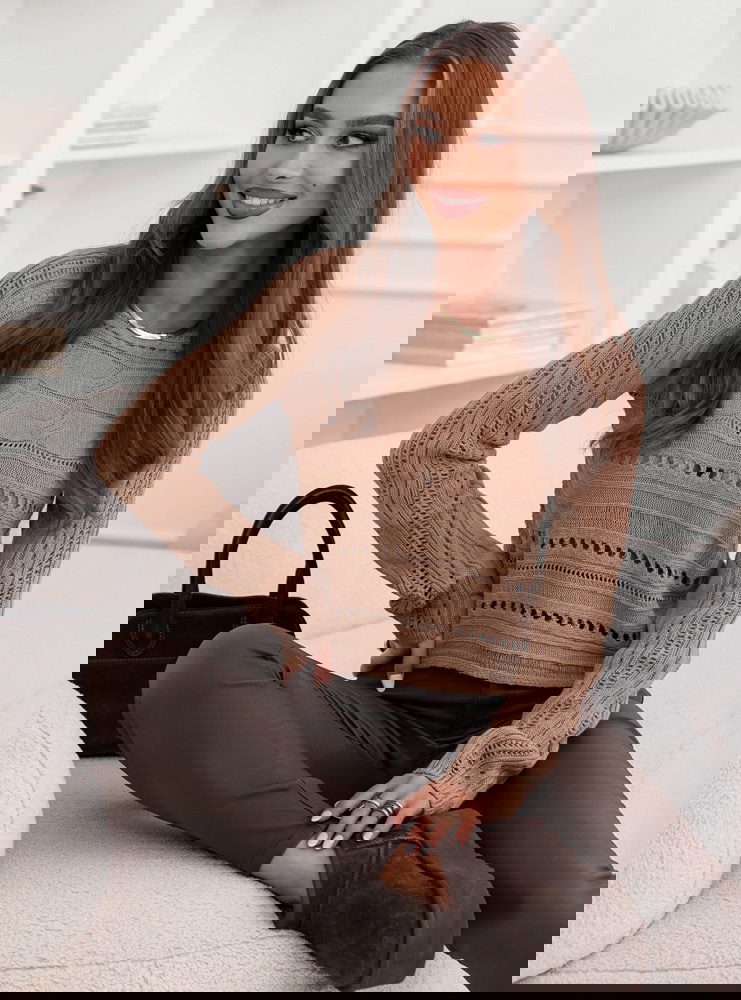 Sweter ażurowy Calandre - mocha mousse