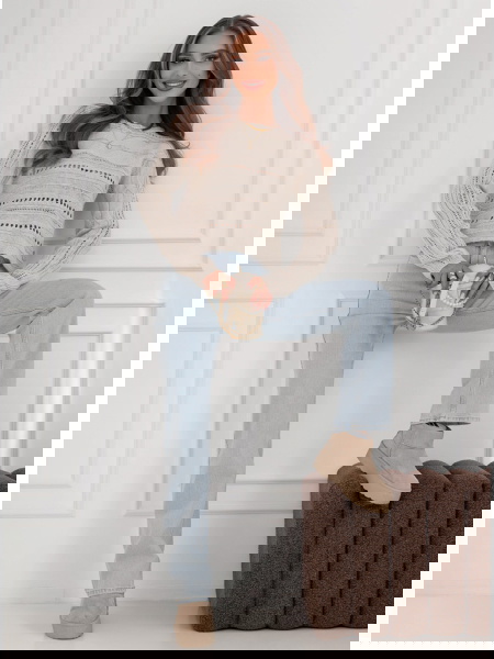 Beżowy sweter ażurowy Calandre 2