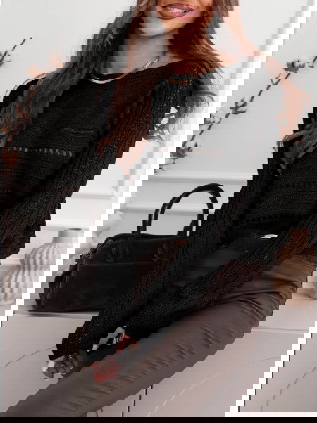 Czarny sweter ażurowy Calandre