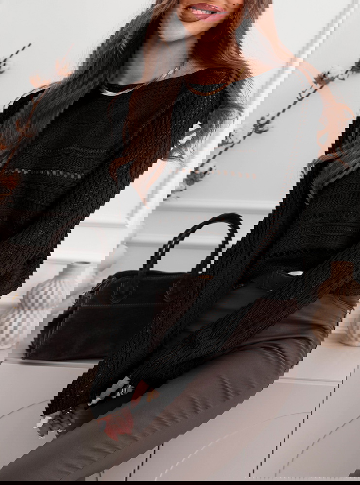 Czarny sweter ażurowy Calandre