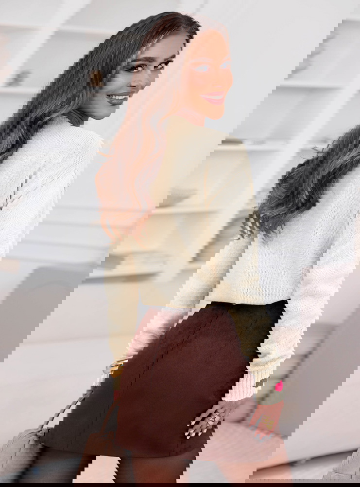 Sweter z serduszkami Mozelle - ecru