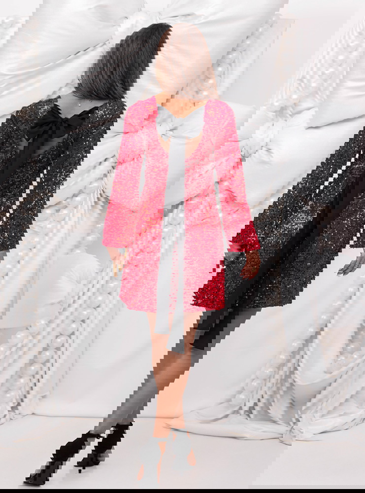 Malinowa cekinowa świąteczna sukienka...