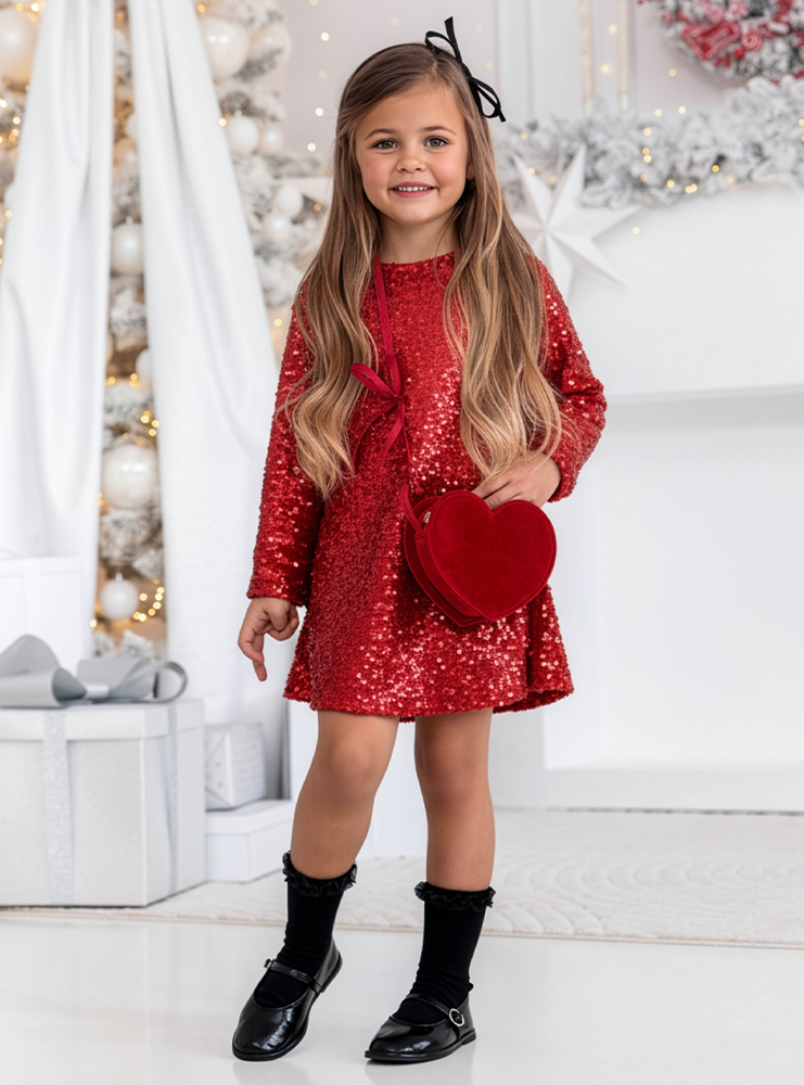 Malinowa cekinowa świąteczna sukienka...