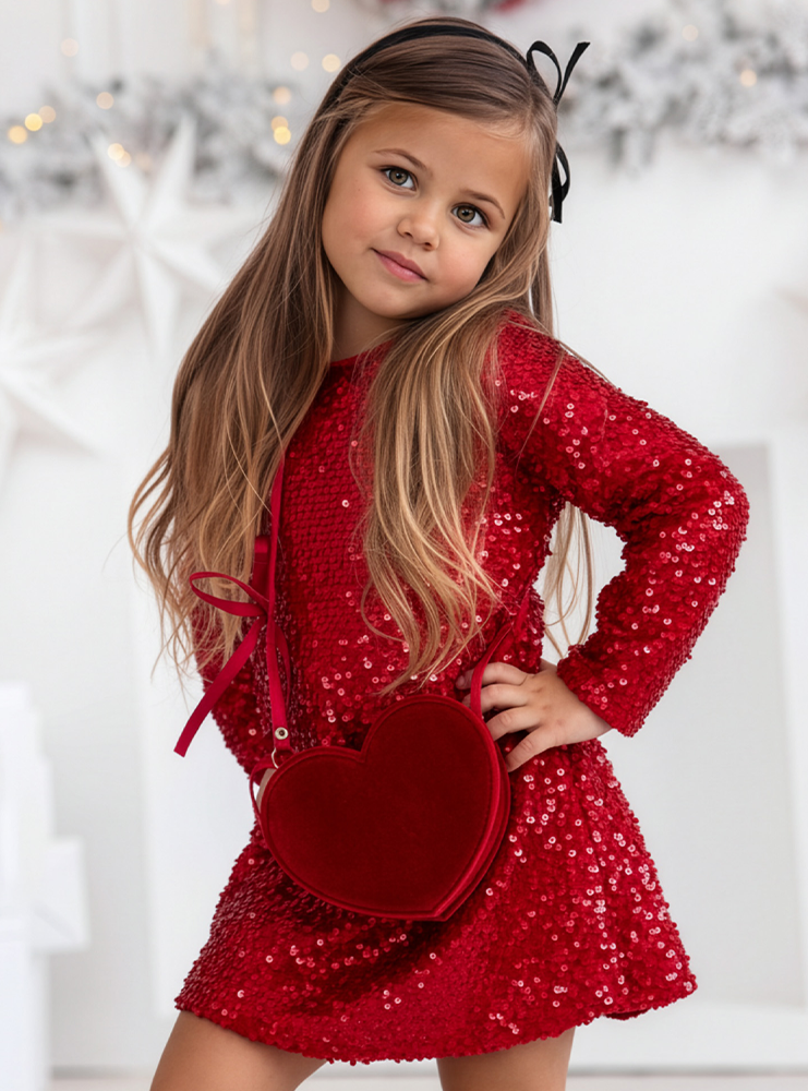 Malinowa cekinowa świąteczna sukienka...