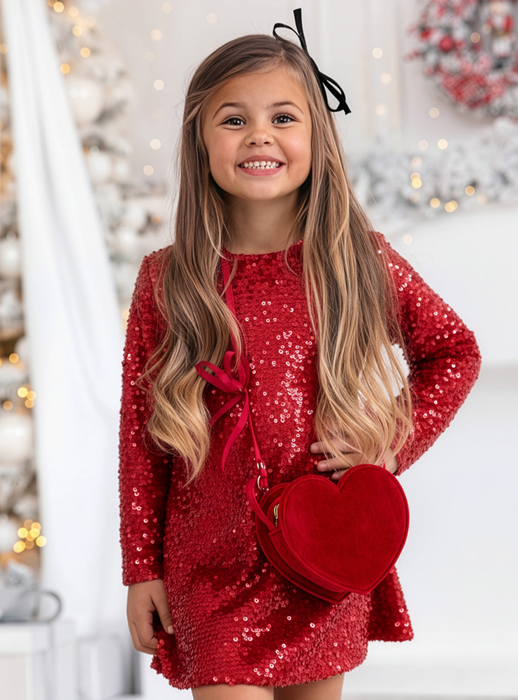 Malinowa cekinowa świąteczna sukienka...