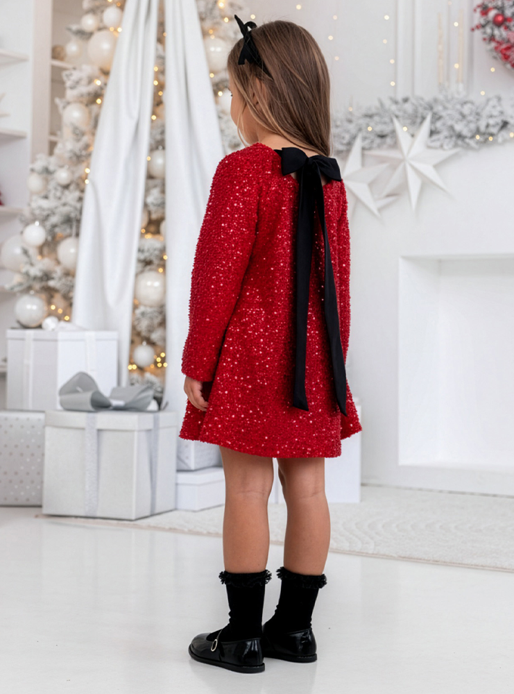 Malinowa cekinowa świąteczna sukienka...