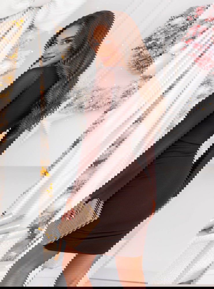 Czekoladowa dopasowana sukienka na...