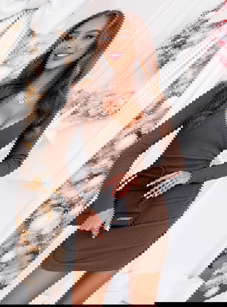 Prążkowana sukienka na święta z...