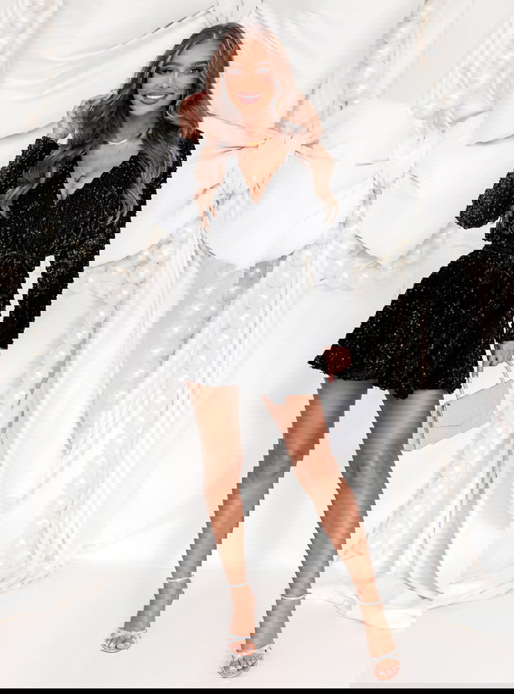 Czarny cekinowy świąteczny kombinezon...