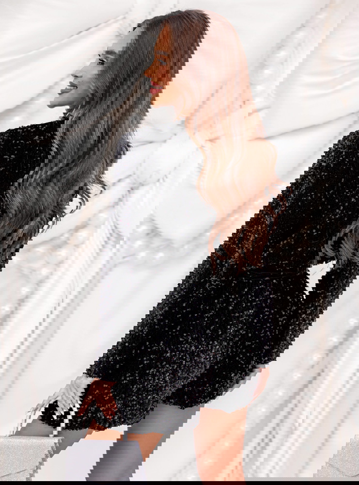 Czarny cekinowy świąteczny kombinezon...