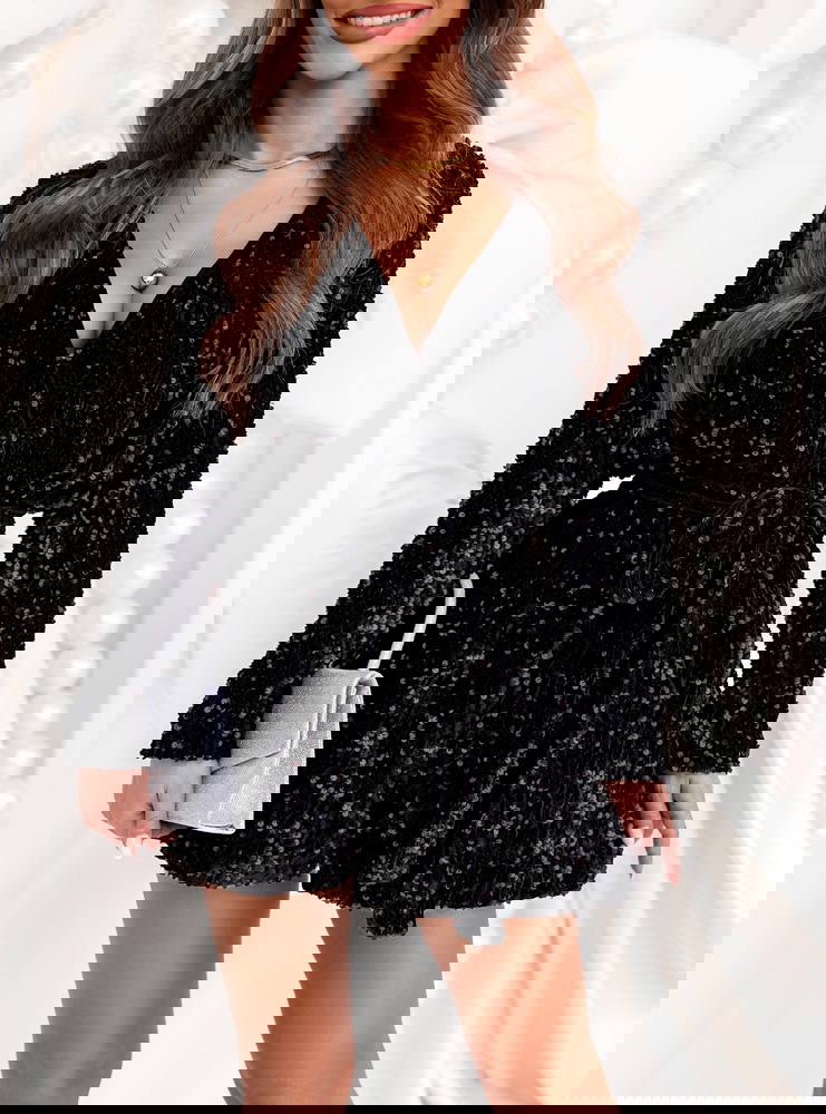 Czarny cekinowy świąteczny kombinezon...