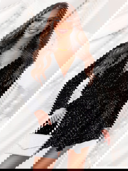 Czarny cekinowy świąteczny...