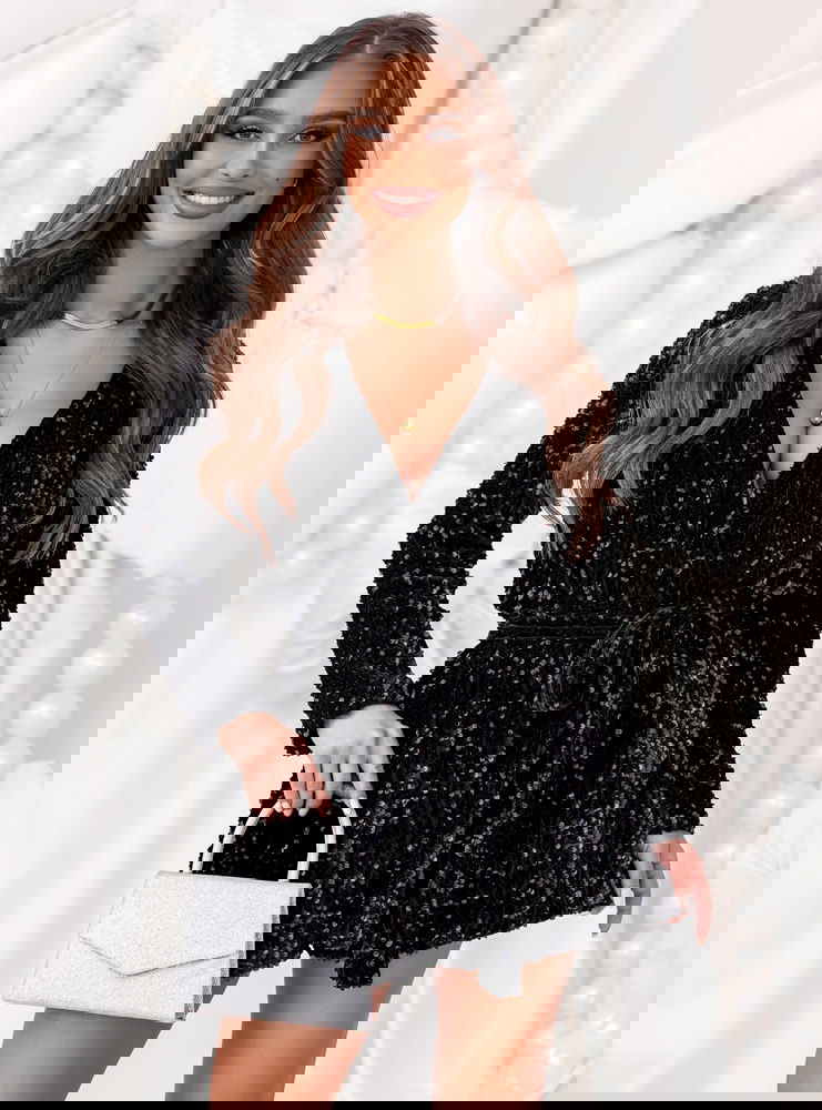 Czarny cekinowy świąteczny kombinezon...