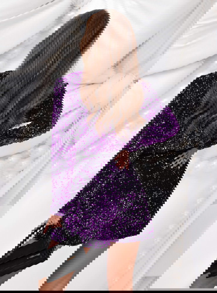 Fioletowy cekinowy świąteczny...