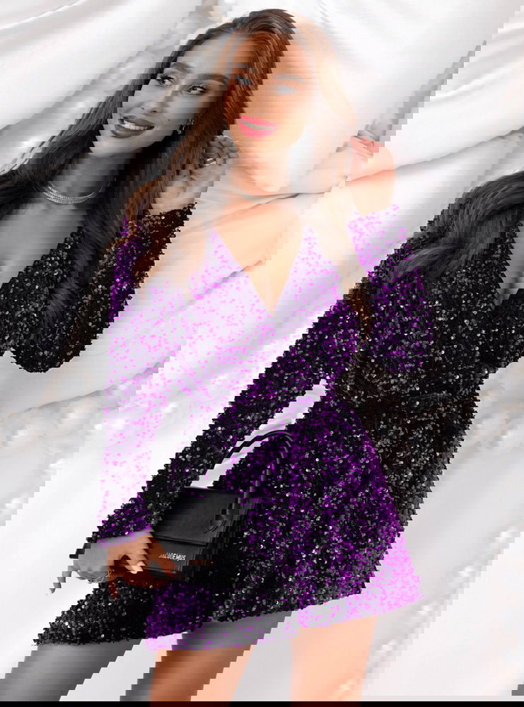 Fioletowy cekinowy świąteczny...