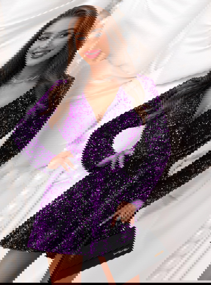 Fioletowy cekinowy świąteczny...