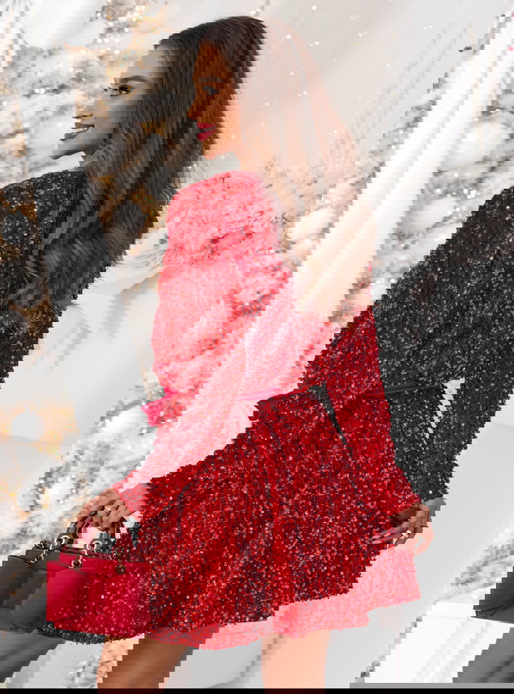 Malinowa świąteczna cekinowa sukienka...