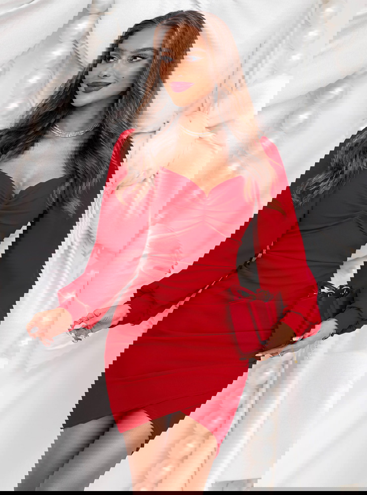 Malinowa sukienka na święta z...