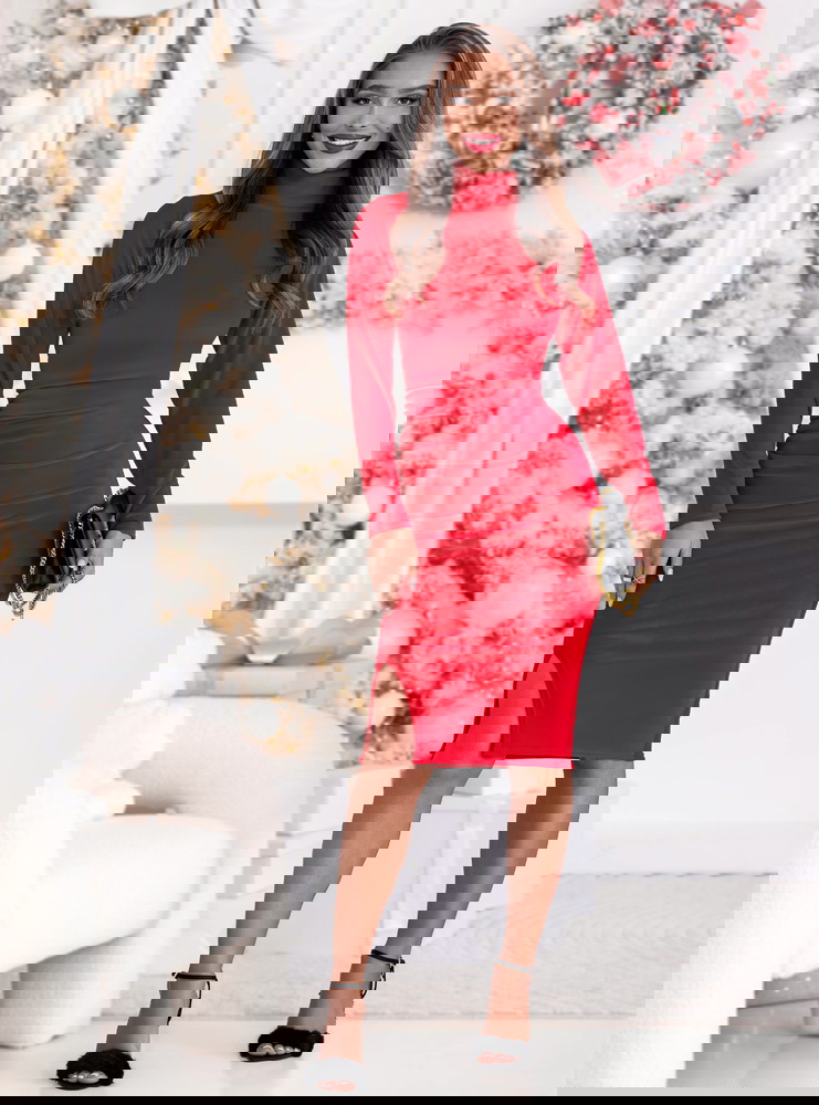 Malinowa welurowa świąteczna sukienka...