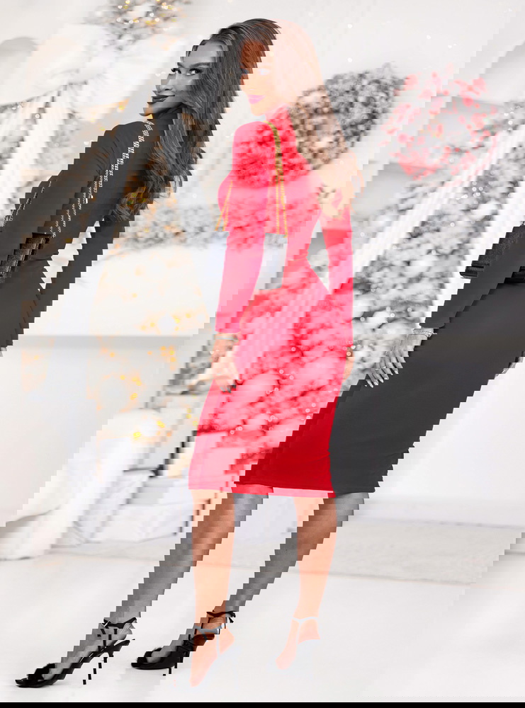 Malinowa welurowa świąteczna sukienka...