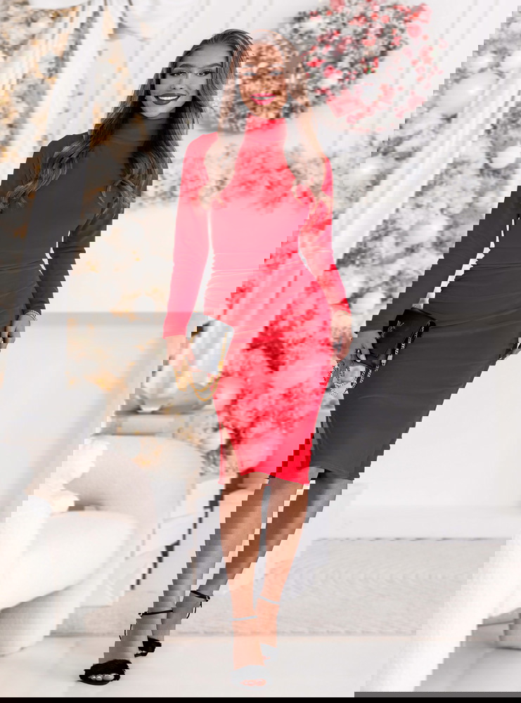 Malinowa welurowa świąteczna sukienka...