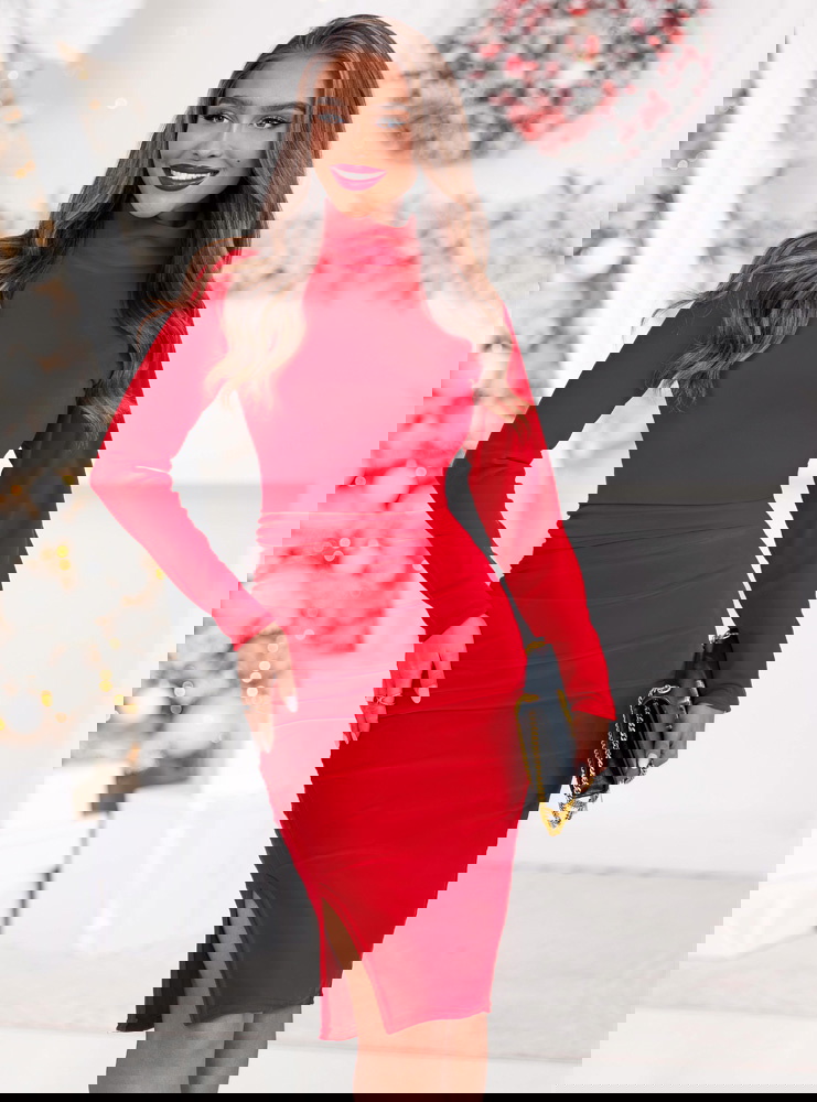 Malinowa welurowa świąteczna sukienka...