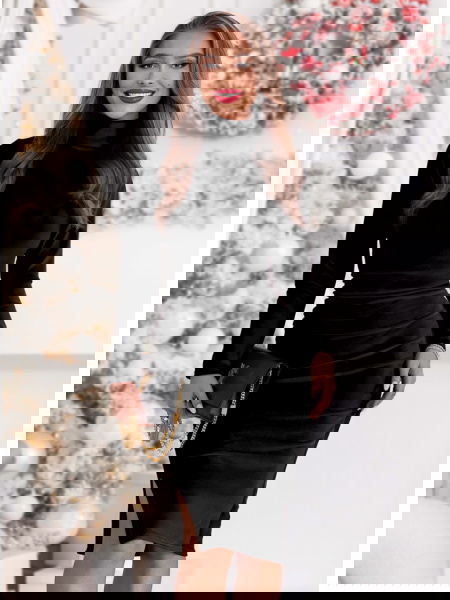 Czarna welurowa świąteczna...