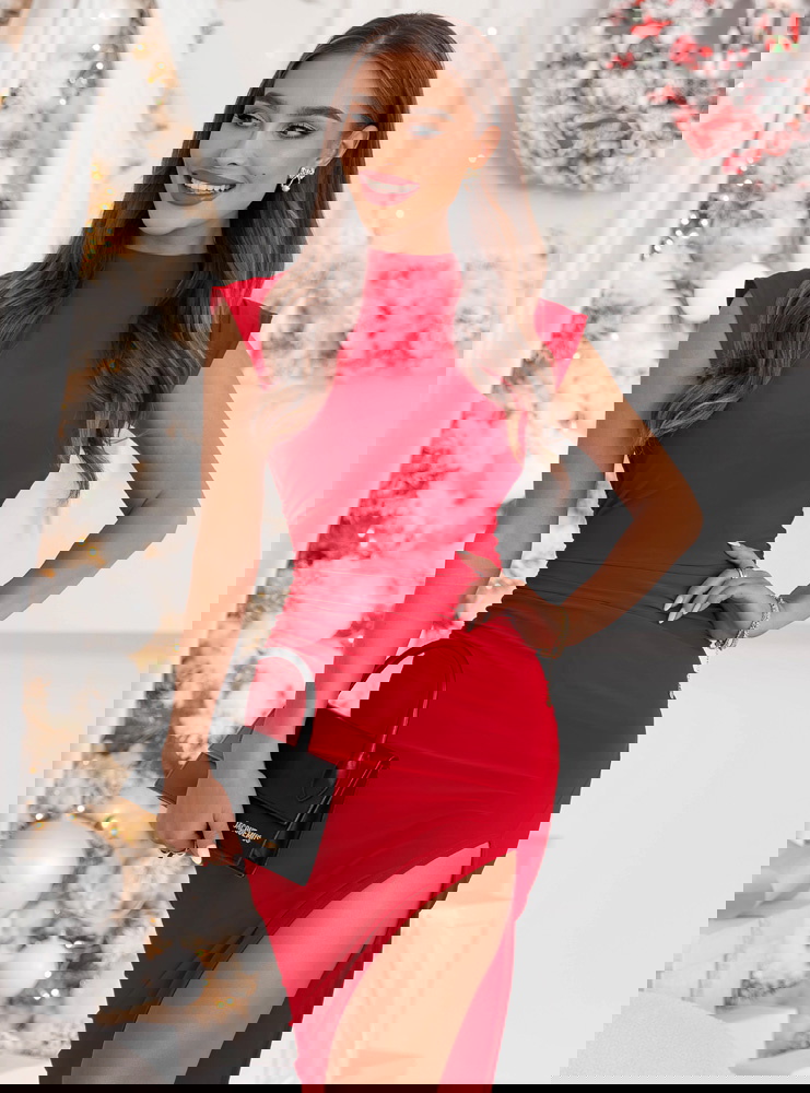 Malinowa dopasowana świąteczna...