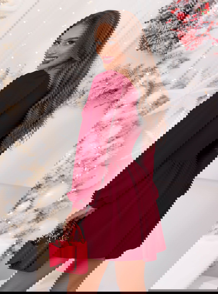 Bordowa rozkloszowana świąteczna...