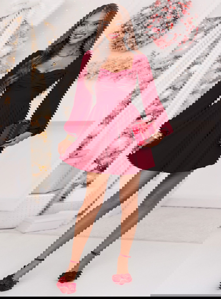 Bordowa rozkloszowana świąteczna...