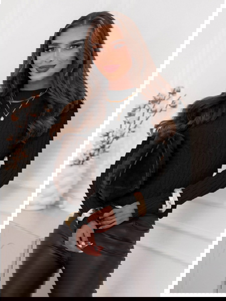 Czarny dzianinowy sweter z... 2