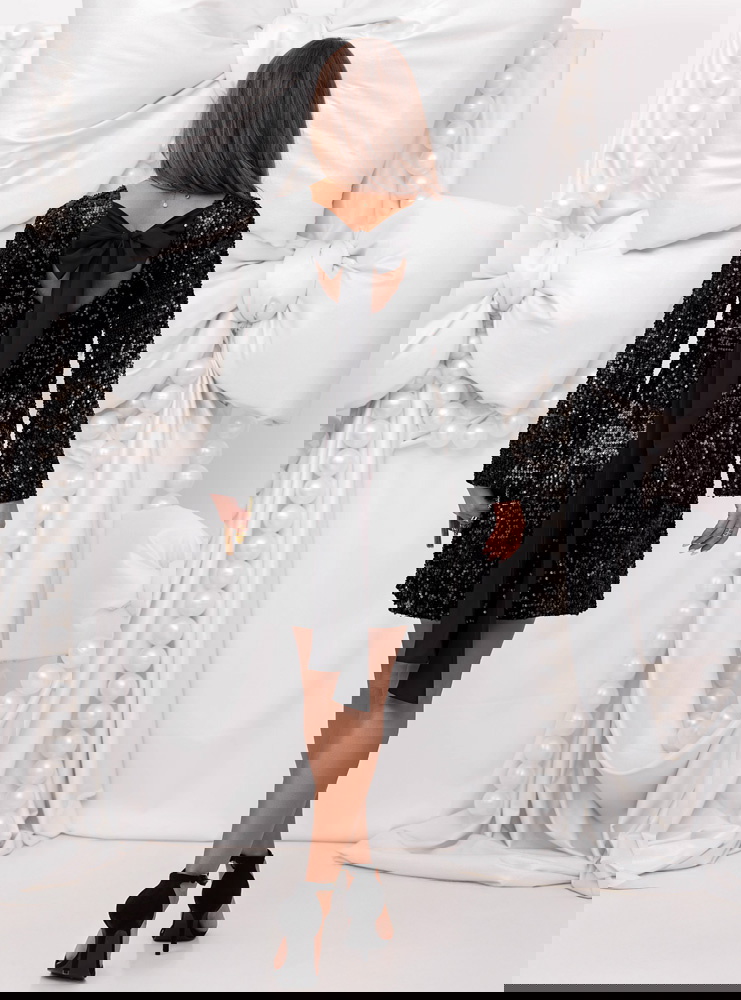 Czarna cekinowa świąteczna sukienka z...