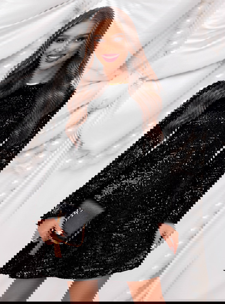 Czarna cekinowa świąteczna sukienka z...