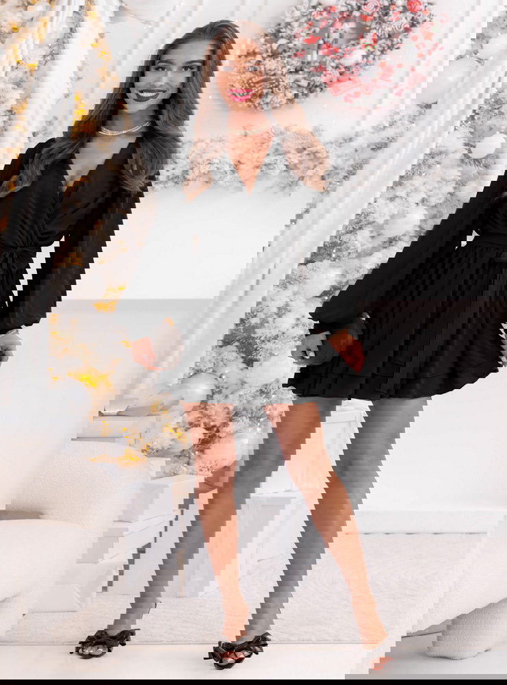 Czarna szyfonowa sukienka mini na...