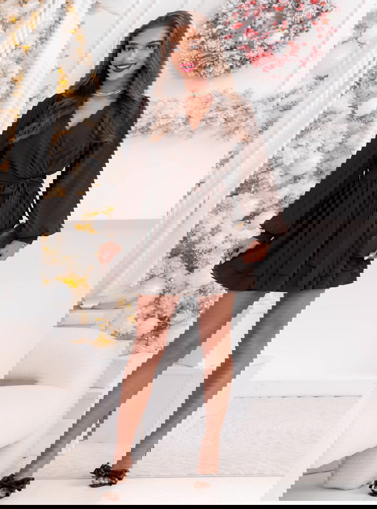 Czekoladowa szyfonowa sukienka mini...