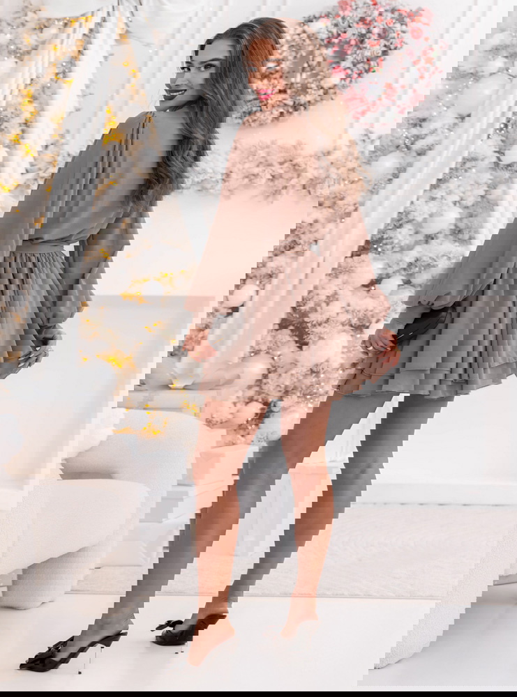 Szyfonowa sukienka mini na święta z...