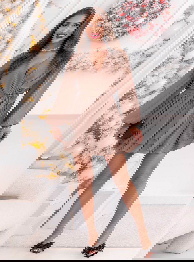 Szyfonowa sukienka mini na święta z...