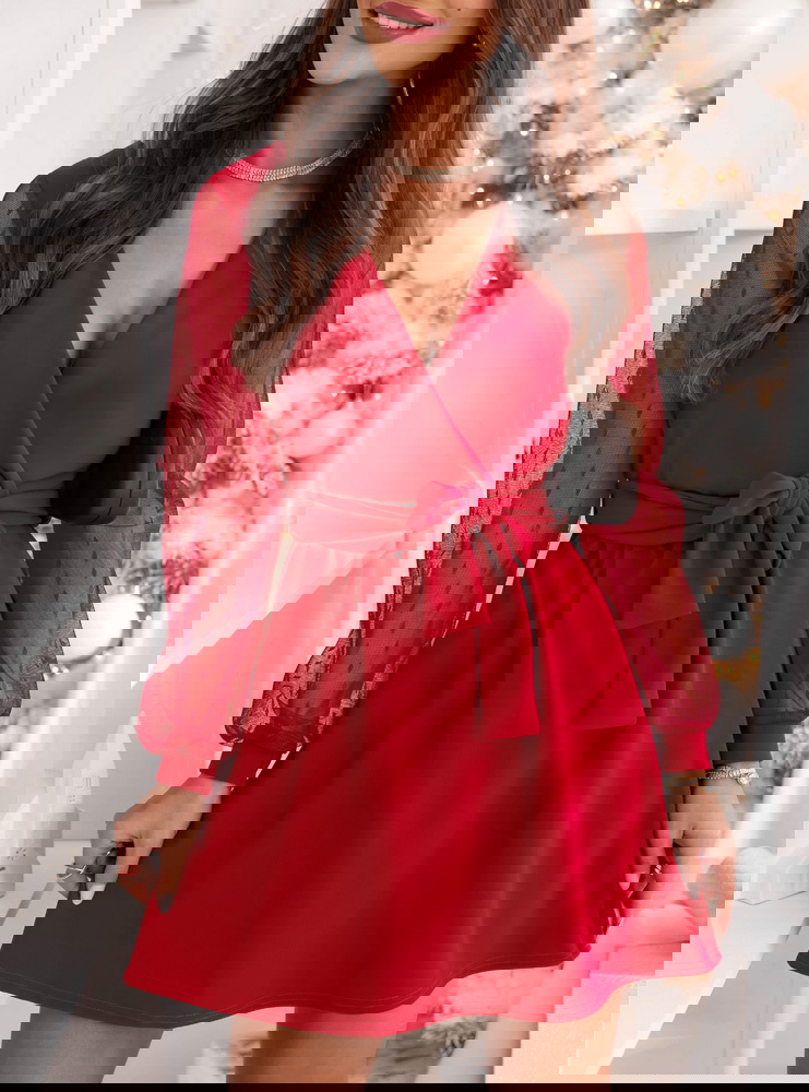 Malinowa sukienka na święta z...