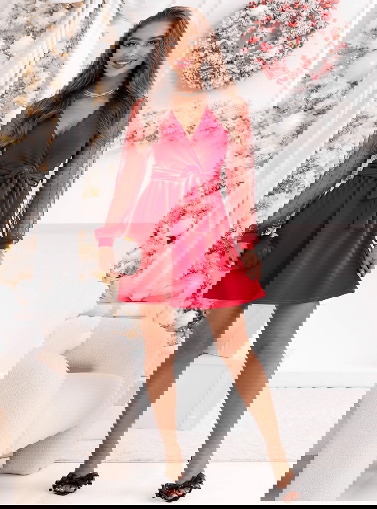 Malinowa sukienka na święta z...